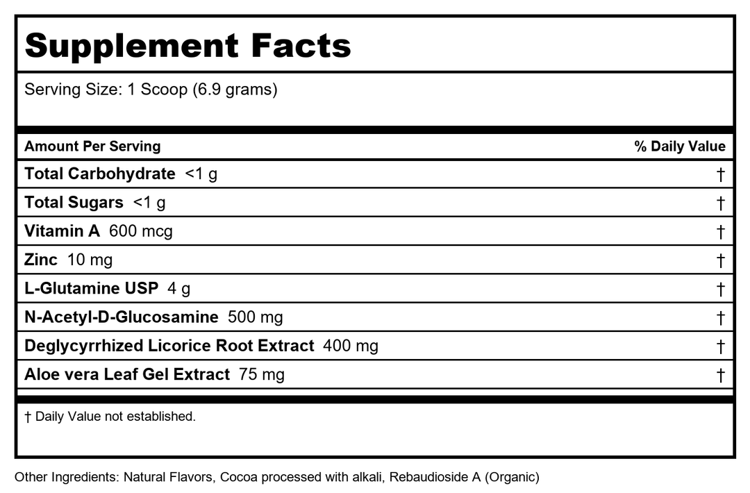 Ortho Molecular GlutaShield Chocolate 7.3oz 207 Grams - Supplement Facts panel