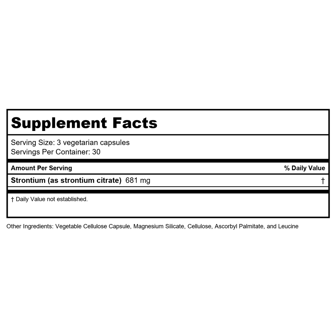 Vital Nutrients Strontium Citrate 227 mg 90 Vcaps - Supplement Facts panel