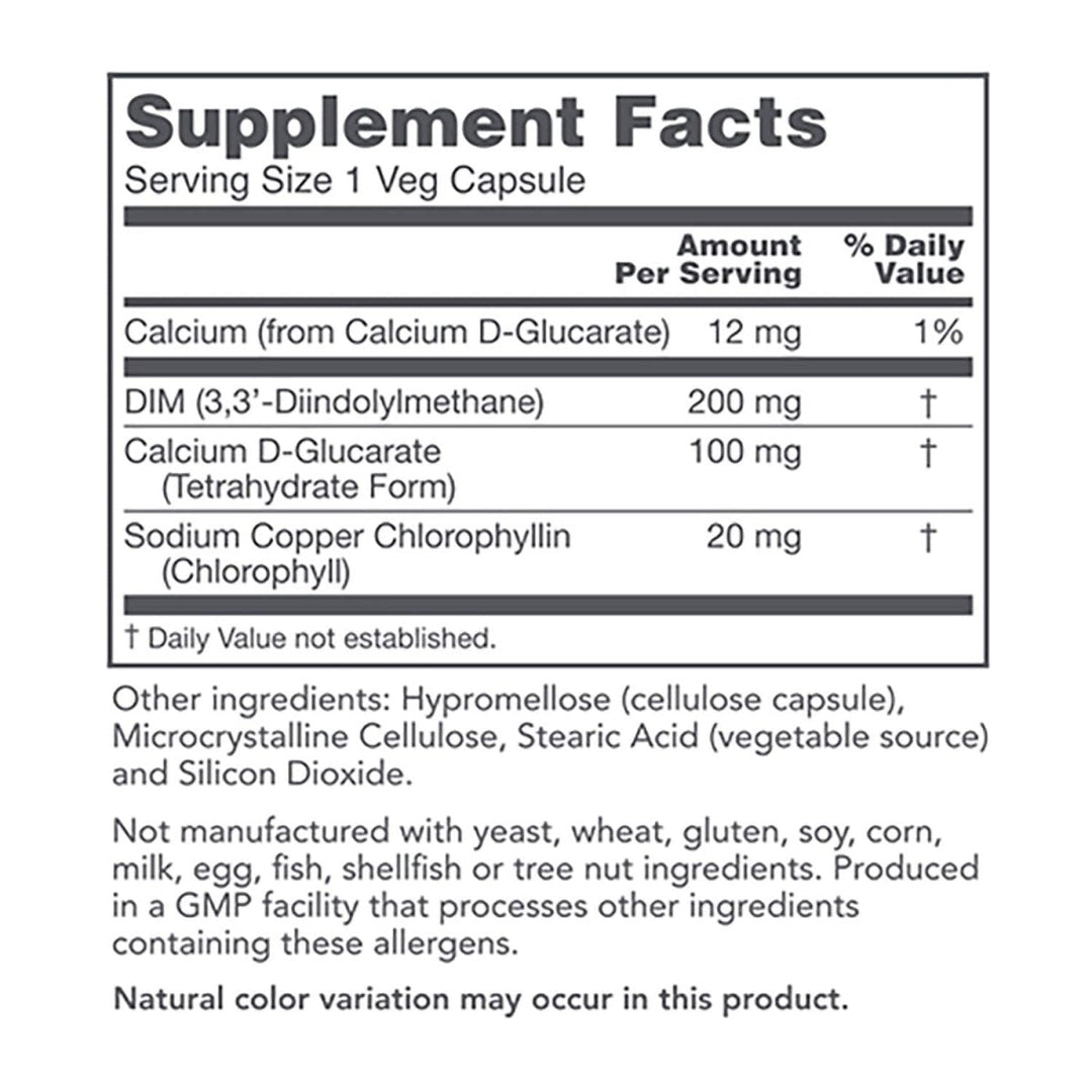 Protocol For Life Balance DIM 200 Plus CDG 90 Capsules P3049 - Supplement Facts panel