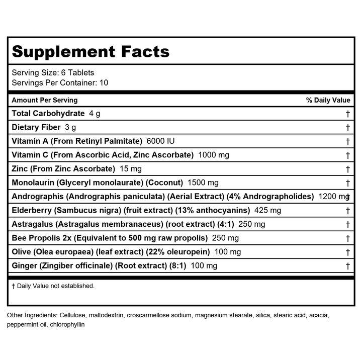 Nutra Biogenesis CompliVir 60 Tablets - Supplement Facts panel