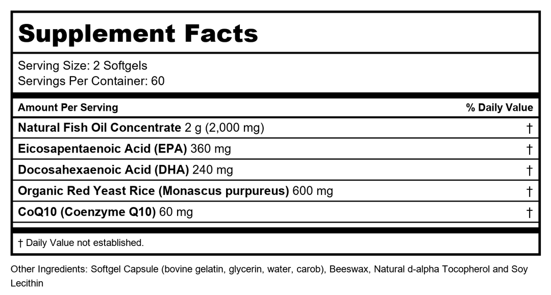 Protocol for Life Balance Cardio Tri-Plex 120 Softgels - P1675 - Supplement Facts panel