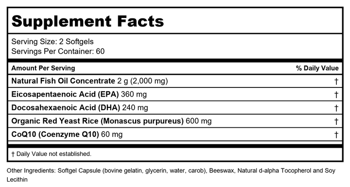 Protocol for Life Balance Cardio Tri-Plex 120 Softgels - P1675 - Supplement Facts panel