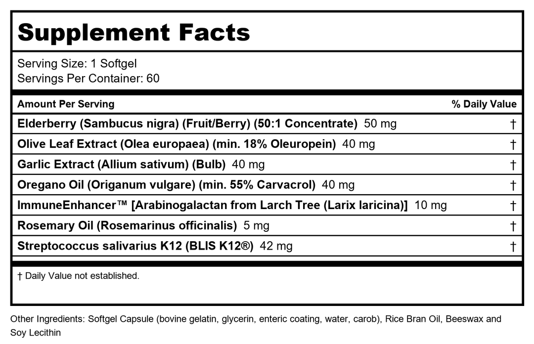 Protocol For Life Balance A-Biotic 60 Softgels P1811 - Supplement Facts panel