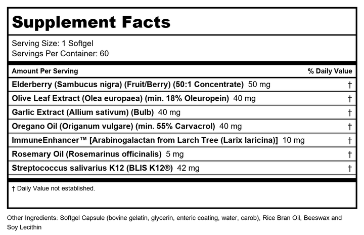 Protocol For Life Balance A-Biotic 60 Softgels P1811 - Supplement Facts panel