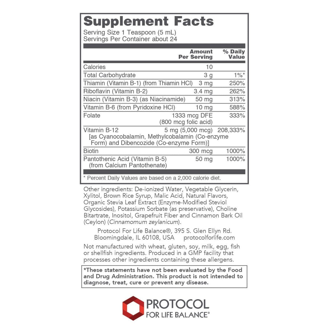 Protocol For Life Balance Vitamin B-12 5000mcg Liquid 4oz - Supplement Facts panel