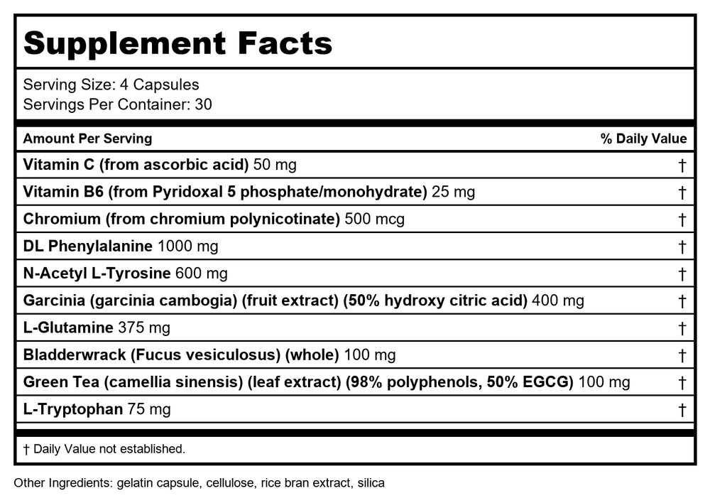Nutra BioGenesis UltraLean Appetite Control 120 Capsules - Supplement Facts panel
