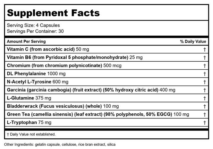 Nutra BioGenesis UltraLean Appetite Control 120 Capsules - Supplement Facts panel