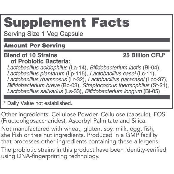 Protocol for Life Balance ProtoDophilus 25 Billion 10 Strains 50 Vcaps - P2926 - Supplement Facts panel