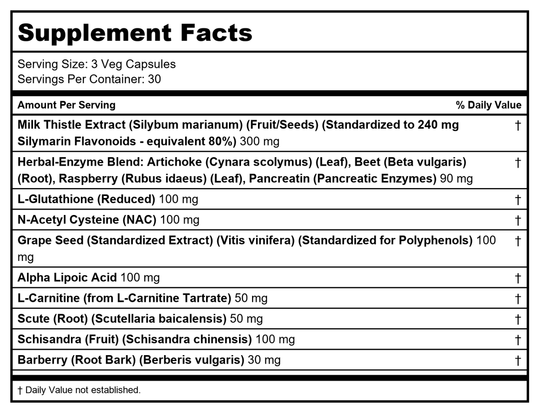 Protocol For Life Balance Liver Detox Support 90 Vcaps - P2448 - B003PRGV44 - Supplement Facts panel