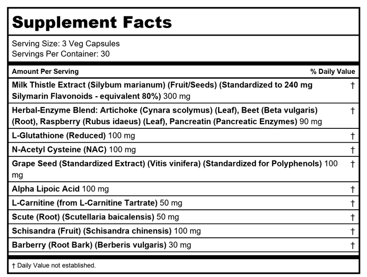 Protocol For Life Balance Liver Detox Support 90 Vcaps - P2448 - B003PRGV44 - Supplement Facts panel