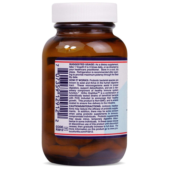 Protocol For Life Balance Ortho Dophilus 8 Strains 4 Billion 60 Vcaps - P2912 - Supplement Facts panel