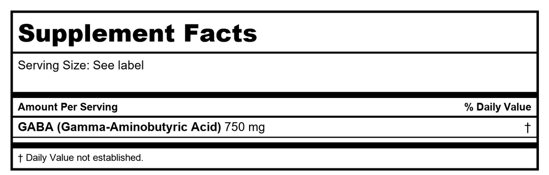 Protocol For Life Balance GABA 750 Mg 120 Vcaps - P0089 - Supplement Facts panel