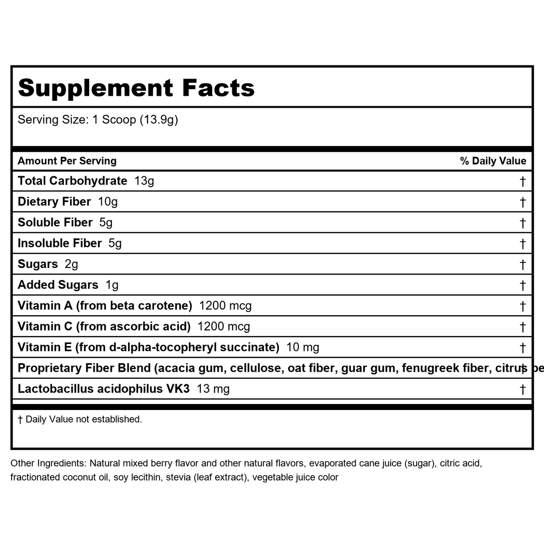 Nutra BioGenesis Fiber Advantage 416g 54696 - Supplement Facts panel