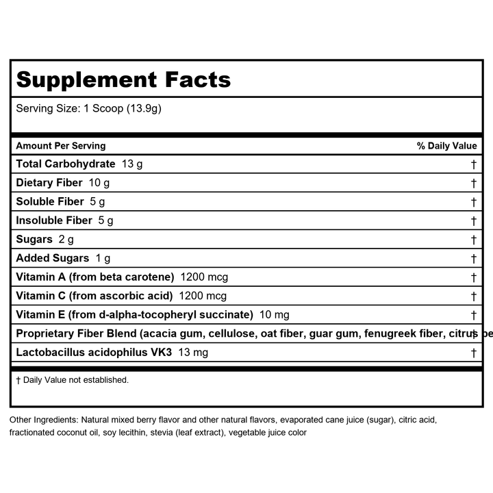 Nutra BioGenesis Fiber Advantage 416g 54696 - Supplement Facts panel