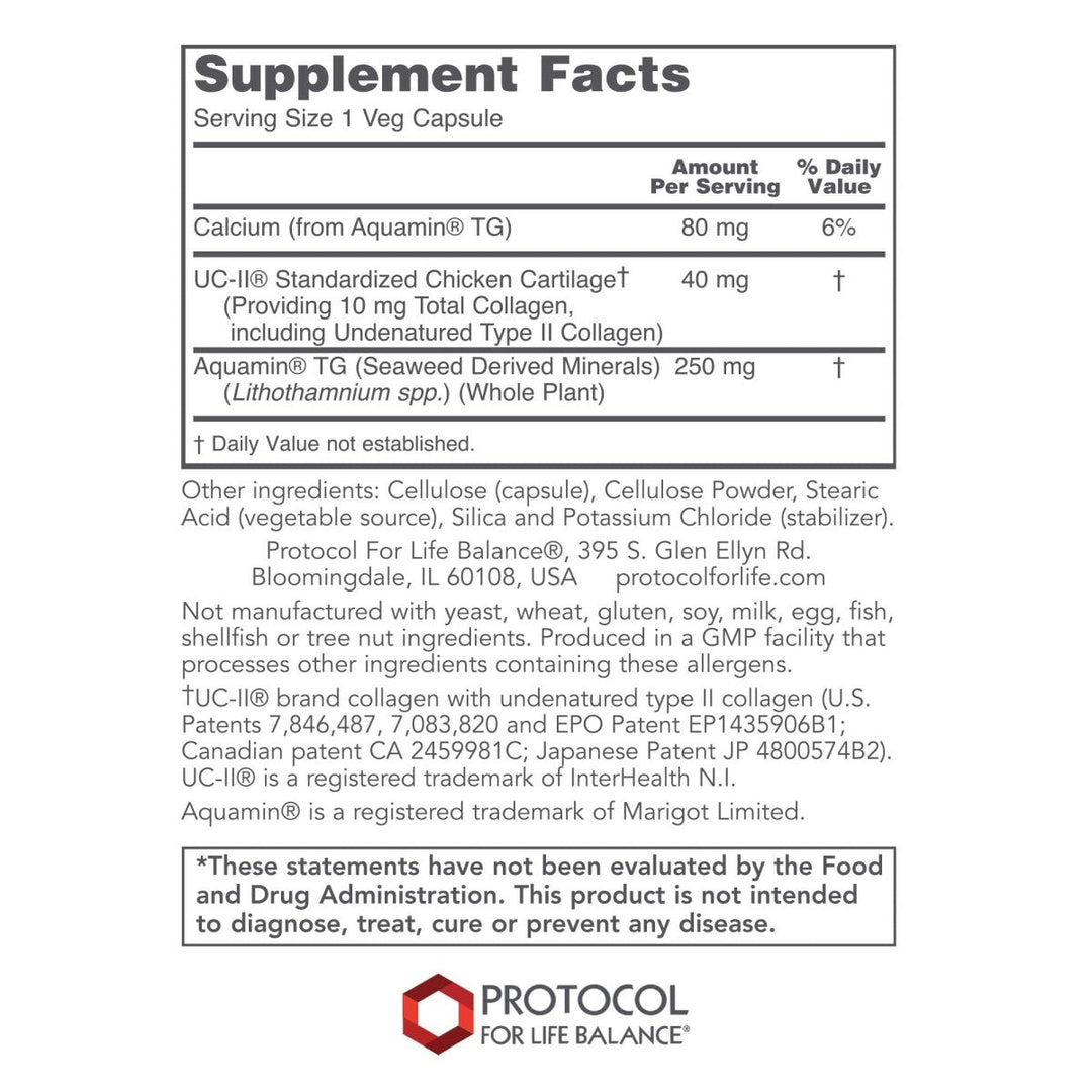 Protocol for Life Balance Joint-UC 60 Vcaps - P3134 - Supplement Facts panel