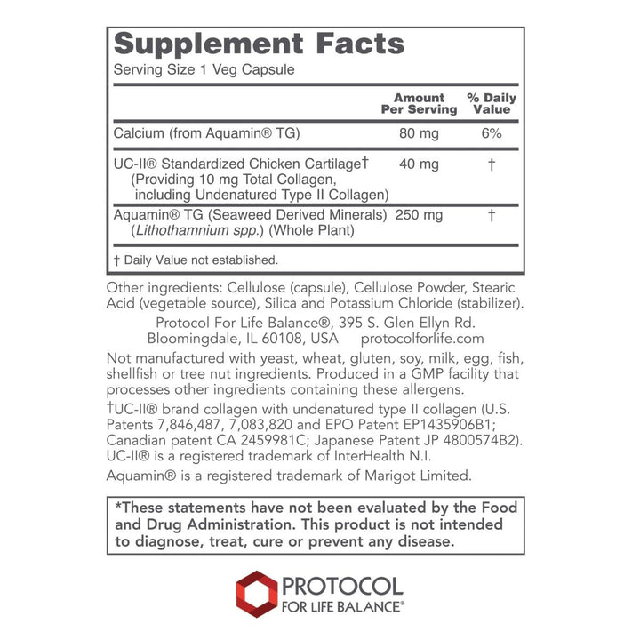 Protocol for Life Balance Joint-UC 60 Vcaps - P3134 - Supplement Facts panel