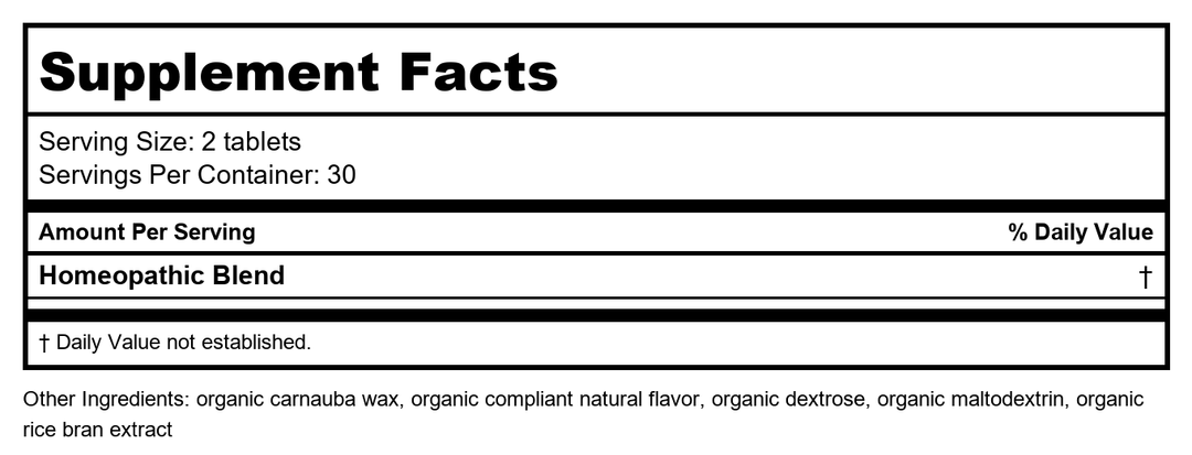 Genexa Stress Relief Vanilla Lavender Flavor 60 Chewable Tablets - Supplement Facts panel