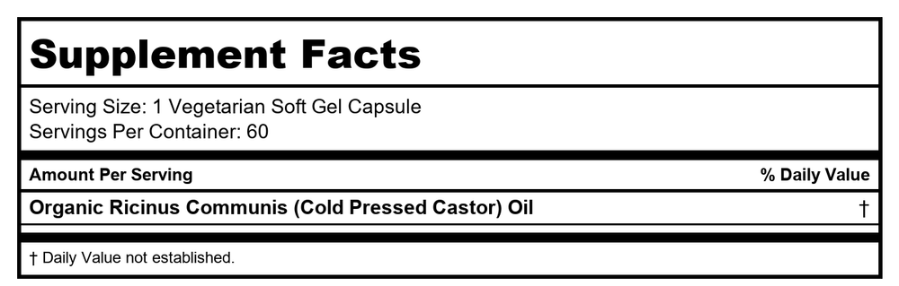 Heritage Castor Oil 8 Oz - 2 Pack - Supplement Facts panel