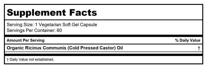 Heritage Castor Oil 8 Oz - 2 Pack - Supplement Facts panel