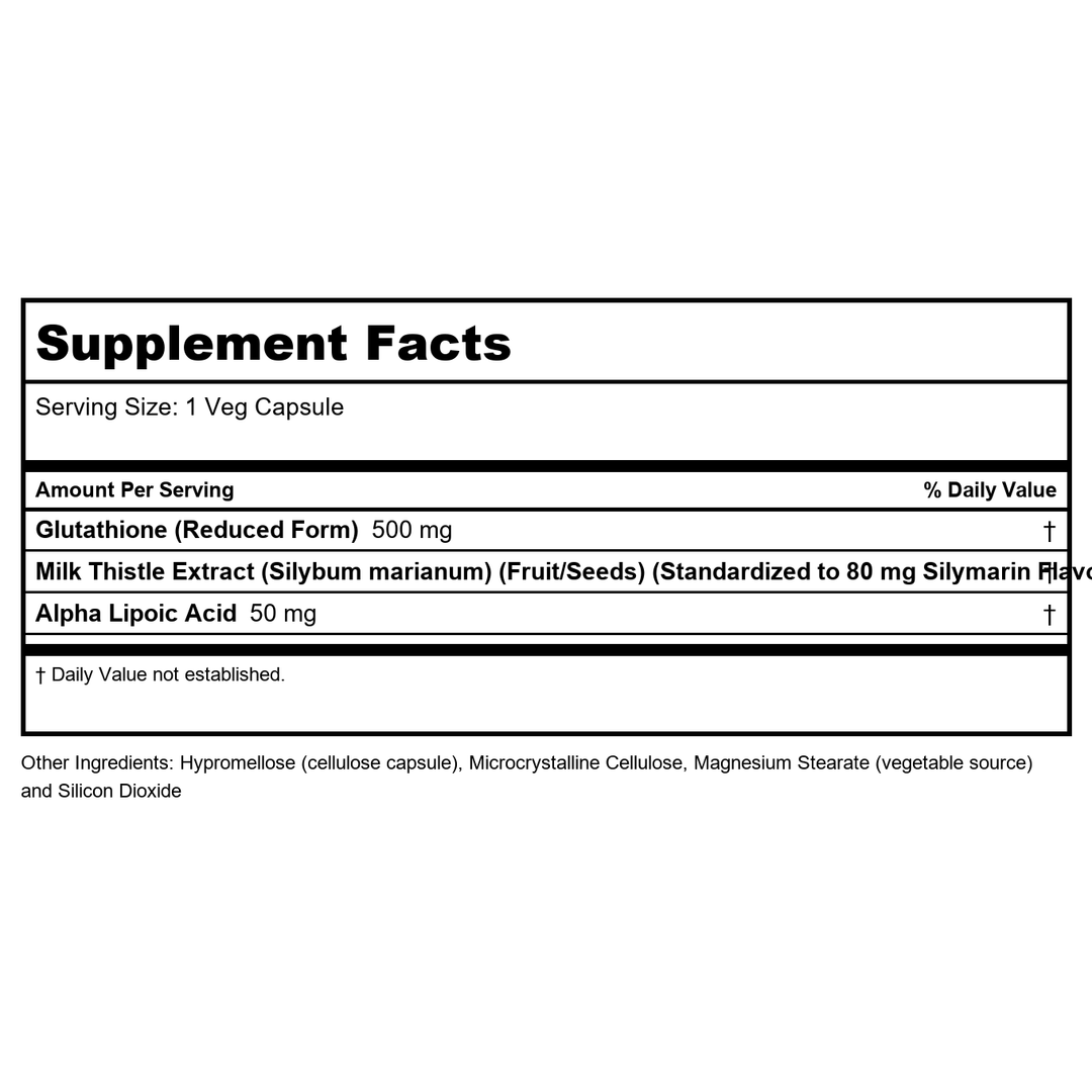 Protocol For Life Balance Glutathione 500mg 60Vcap - P0104 - Supplement Facts panel