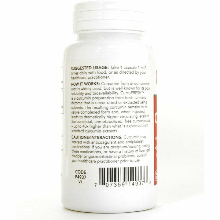 Protocol For Life Balance CurcuFRESH 500 Mg 60 Vcaps - P4937 - Supplement Facts panel