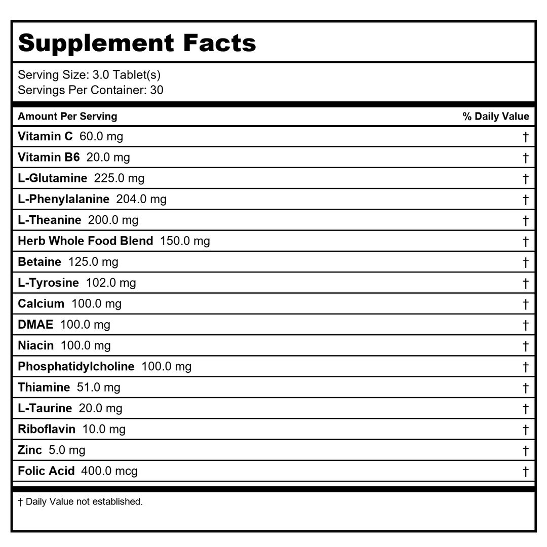 Now Foods Super Nutrition Think Clearly 90 Tablets - SU238 - Supplement Facts panel