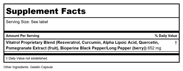 Vital Health Options Enhanced Transfer Factor Professional Formula 90 Capsules - Supplement Facts panel