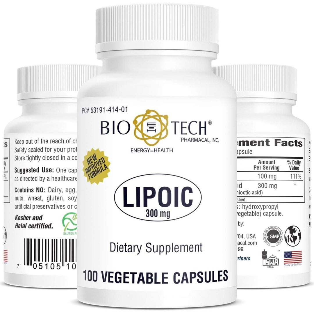 Biotech Lipoic 300mg 100 Vcaps - Supplement Facts panel