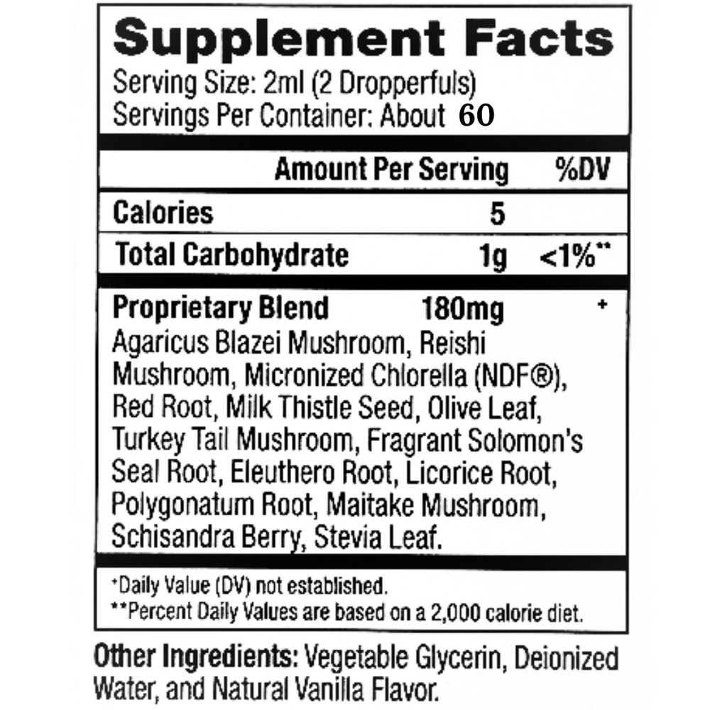 BioRay Kids NDF Calm 2oz - Supplement Facts / Ingredients panel
