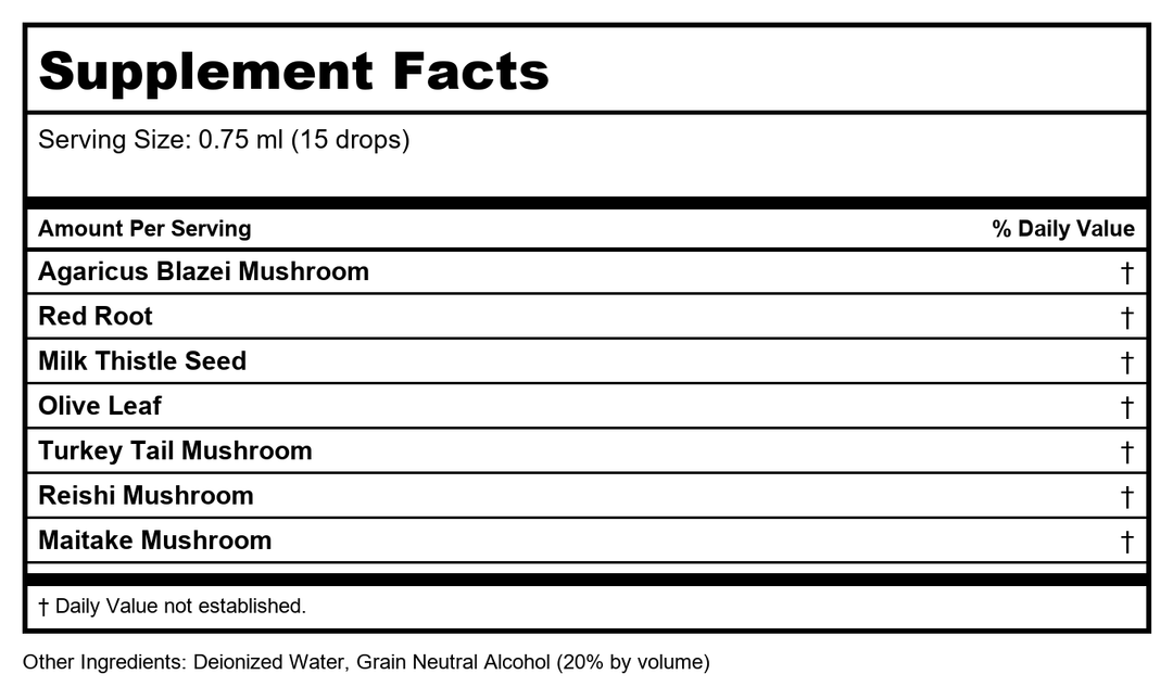 BioRay Liver Life 4oz - Supplement Facts panel