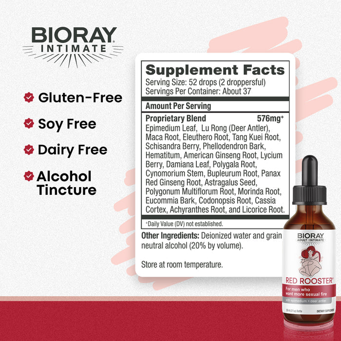 BioRay Red Rooster 2oz - - Supplement Facts panel