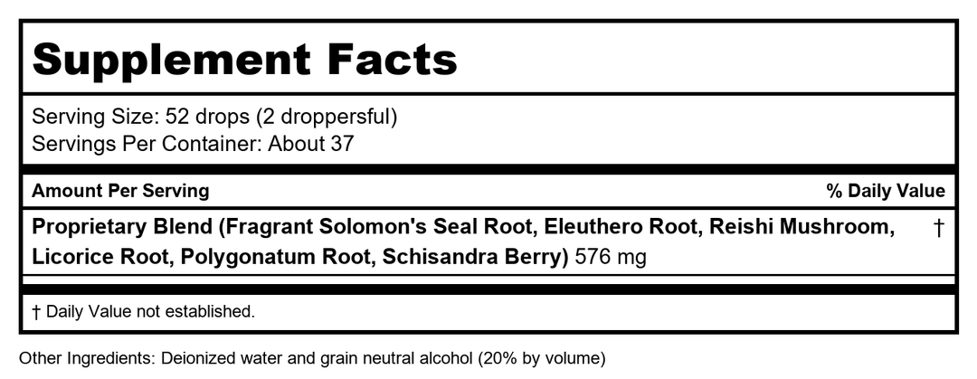 BioRay Loving Energy 2oz - Supplement Facts panel