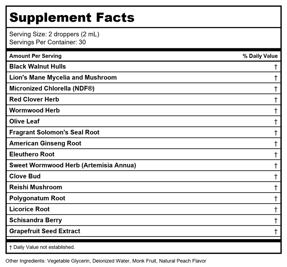 Bioray Kids NDF Happy 2oz - Supplement Facts panel