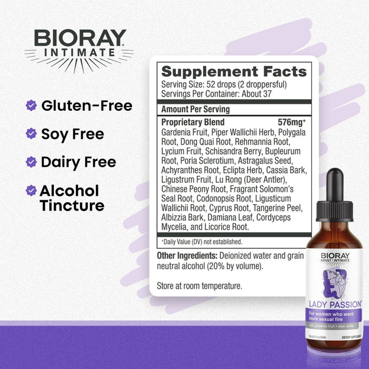 BioRay Lady Passion 2oz - Supplement Facts panel
