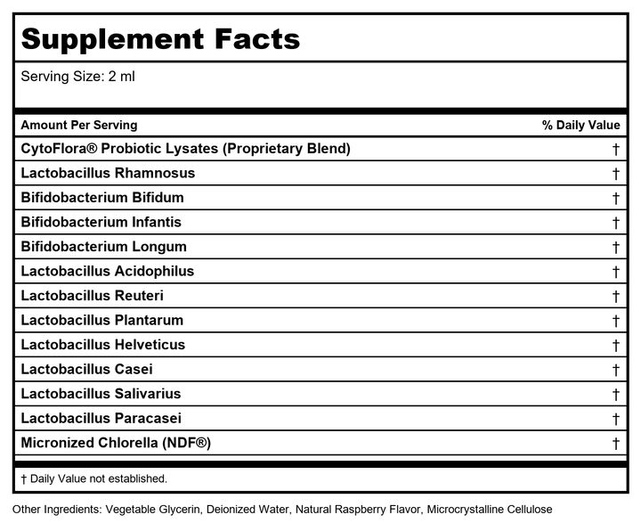 BioRay Kids NDF Tummy Belly Ballance 2oz - Supplement Facts panel