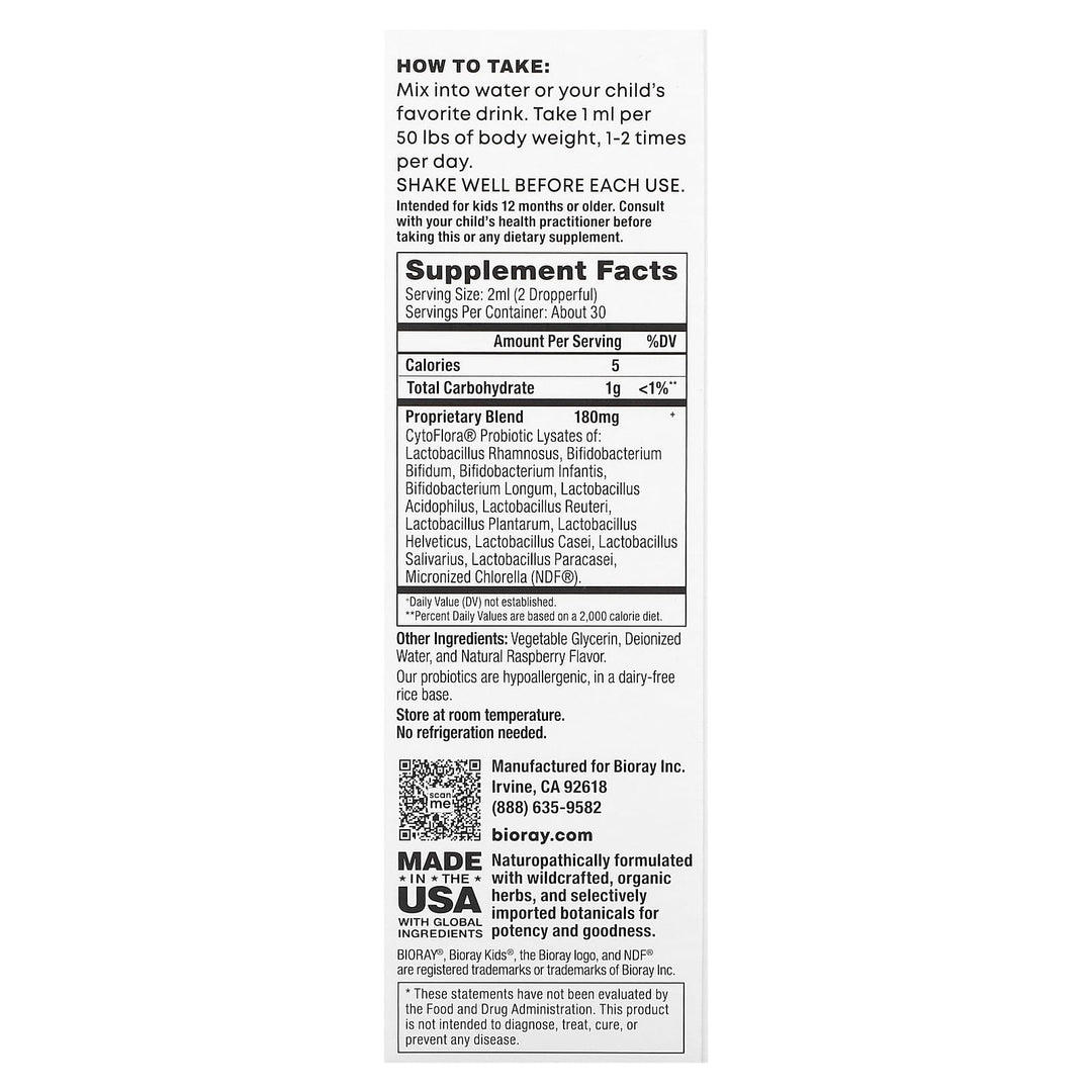 BioRay Good To Go 2oz - Supplement Facts panel