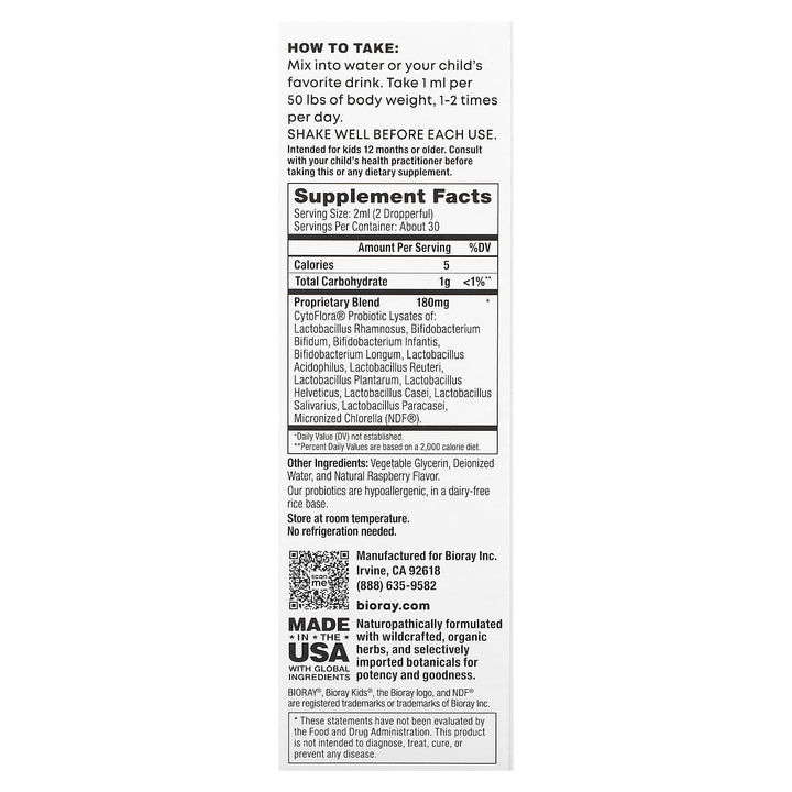 BioRay Good To Go 2oz - Supplement Facts panel