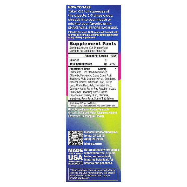 BioRay Liver Lover 2oz - Supplement Facts panel