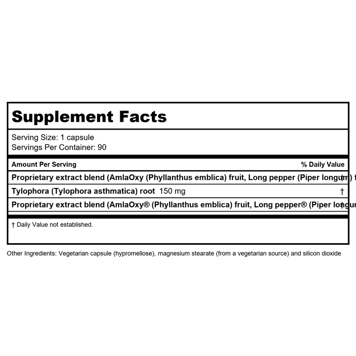 Ayush Herbs BronchoTone 90 Capsules - Supplement Facts panel
