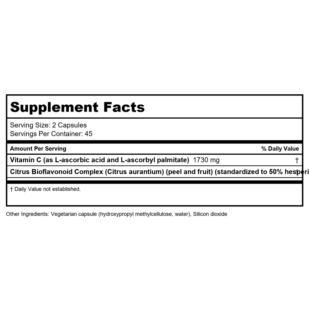Klaire Labs 'C' Plus 90 Capsules - Supplement Facts panel