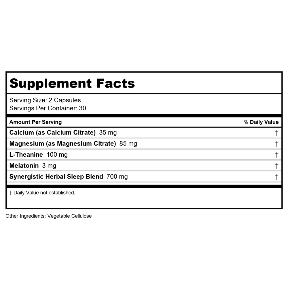 American Nutraceuticals Serene Sleep 60 count - Supplement Facts panel