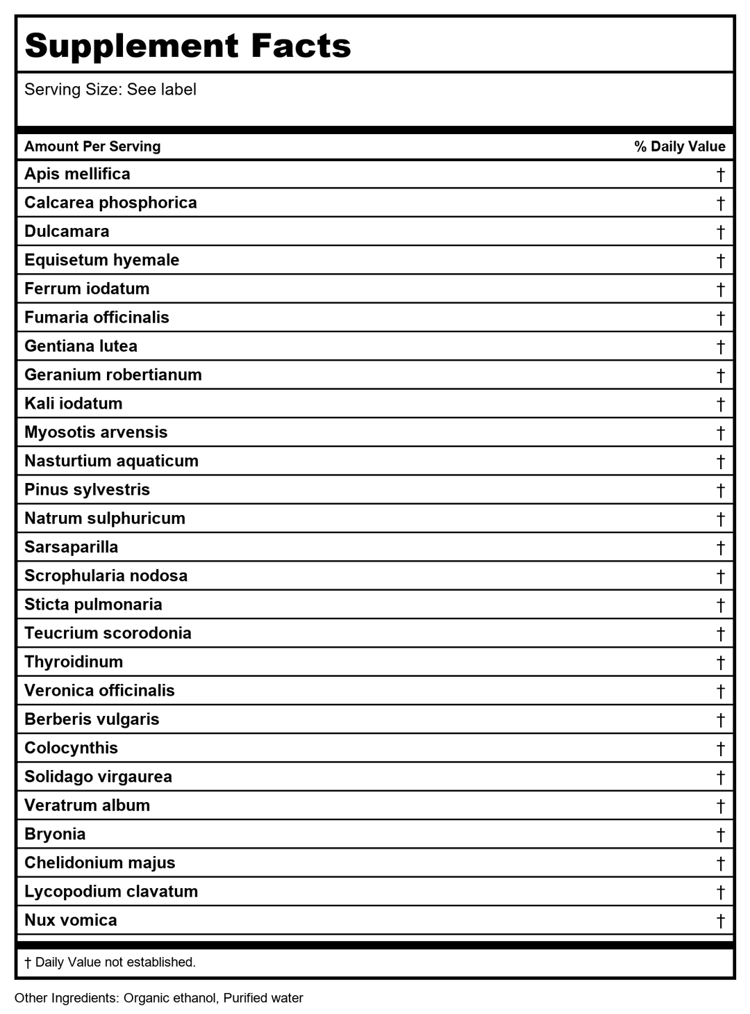 MediNatura BodyAnew Cleanse Oral Drops 150mL - Supplement Facts panel