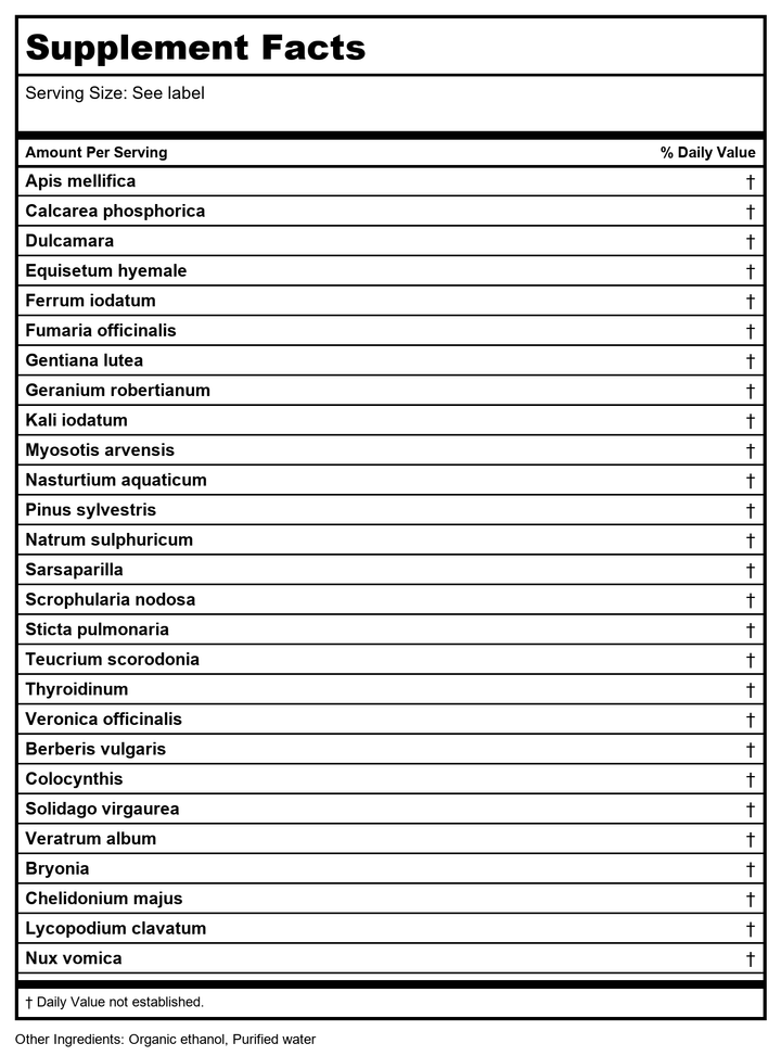 MediNatura BodyAnew Cleanse Oral Drops 150mL - Supplement Facts panel