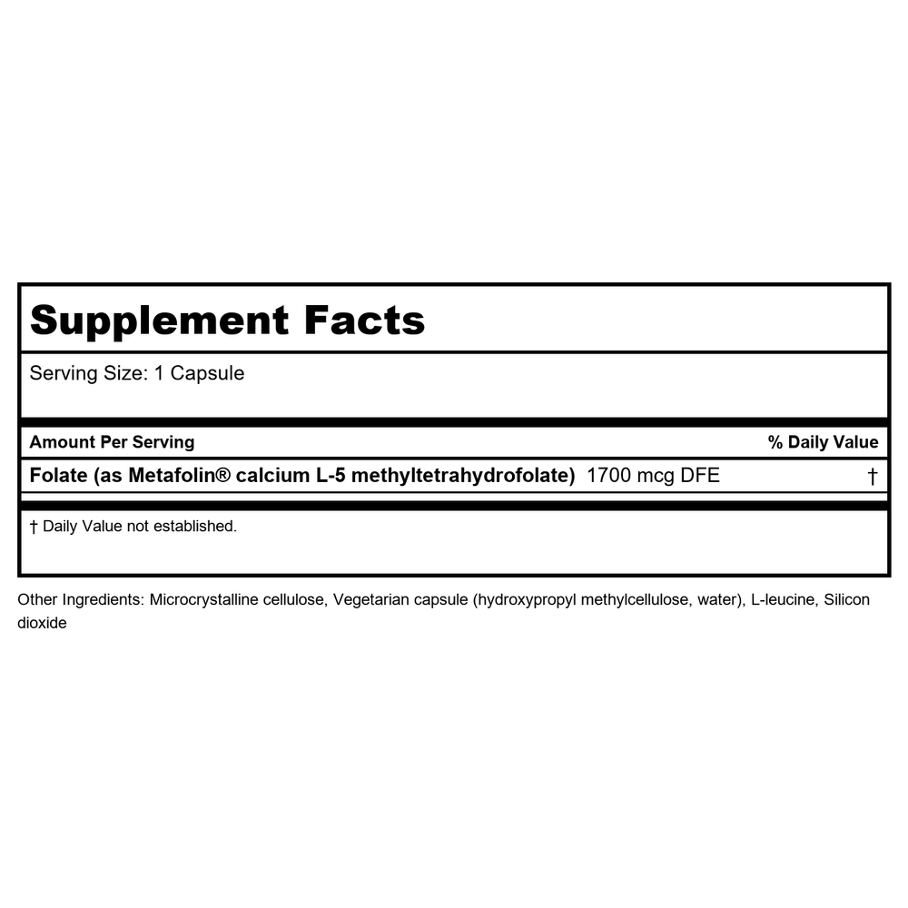 Klaire Labs L-Arginine HCl 100 Capsules - Supplement Facts panel