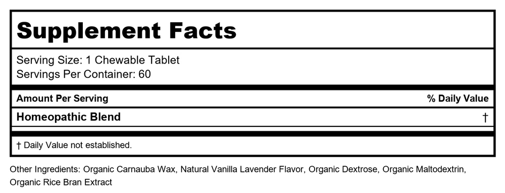 Genexa Sleepology For Children Vanilla Lavender 60 Chewable Tablets - Supplement Facts panel