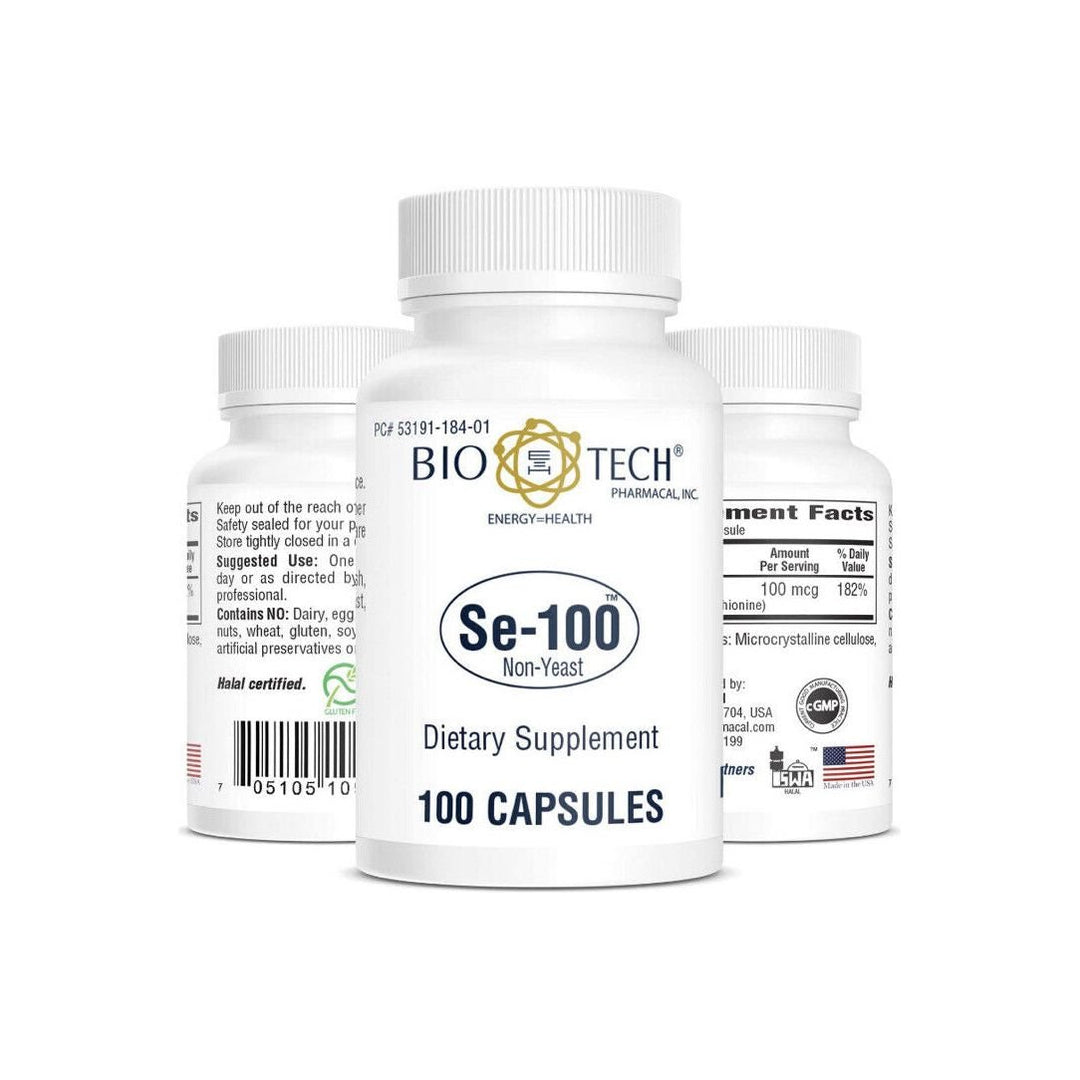 BioTech Se-100 Non-Yeast 100 Capsules - Supplement Facts panel