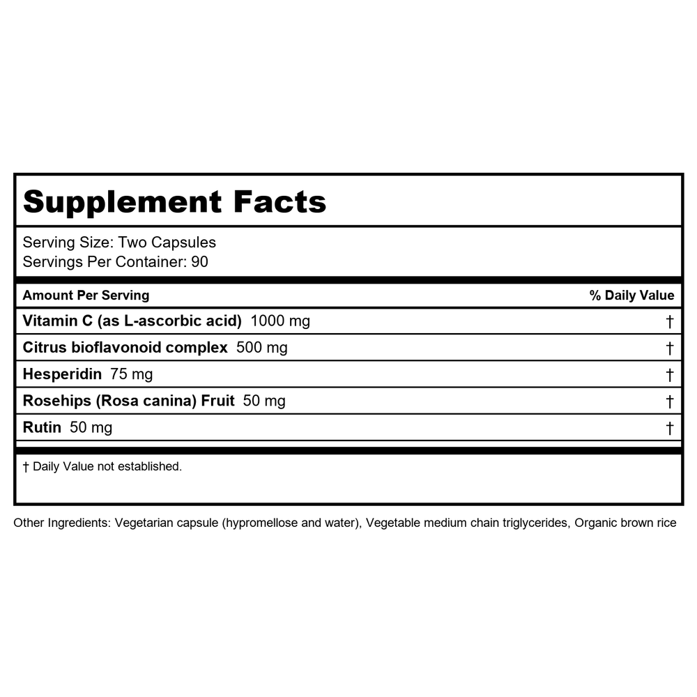 Professional Formulas Vitamin C 1000 Plus 60 Tablets - Supplement Facts panel