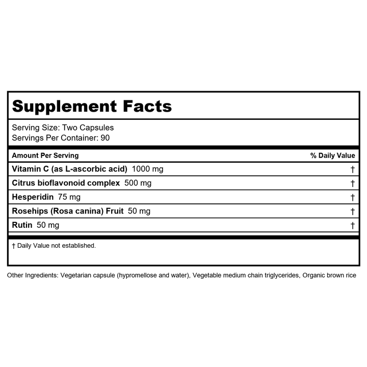 Professional Formulas Vitamin C 1000 Plus 60 Tablets - Supplement Facts panel