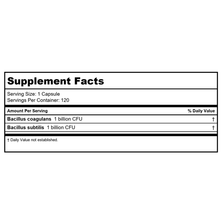 Klaire Labs Biospora Probiotic 2 Billion CFU 120 Vcaps - Supplement Facts panel