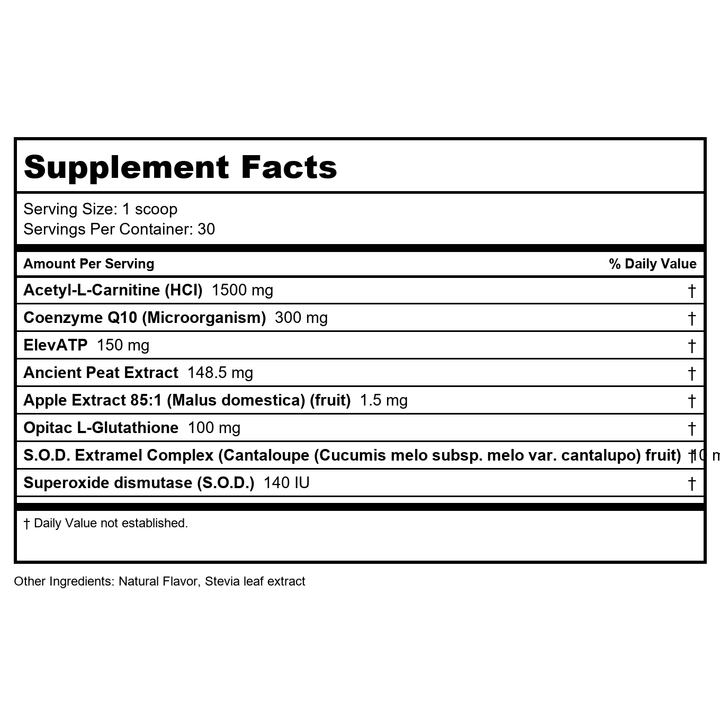 Bioclinic Naturals Mitochondrial Formula 2.54 Oz - Supplement Facts panel